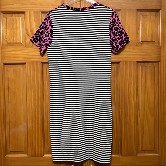 Marc Jacobs Pink/Black Animal Print and Striped Dress Size Medium - Picture 6 of 10